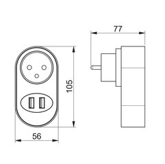 Электрическая розетка французская с 2 x USB,GTV, белая цена и информация | Электрические выключатели, розетки | 220.lv