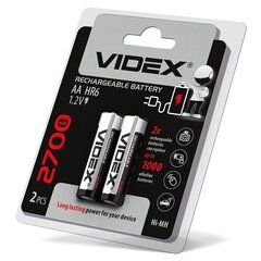 Baterija uzlādējama Videx Ni-MH AA (HR6) 2700mAh, 1.2V (2 gab.) cena un informācija | Baterijas | 220.lv