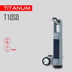 Lukturis LED ar saules bateriju un regulējamu gaismu 50+50Lm, Titanum, iebūvēta baterija Li-ion 18650 800mAh цена и информация | Фонарики | 220.lv