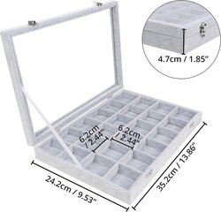 Juvelierizstrādājumu kastīte, 35.2 x 24 x 4,8 cm, pelēka cena un informācija | Interjera priekšmeti | 220.lv