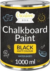 Creative Deco Whiteboard Paint 1000 ml, necaurspīdīga sienu krāsa uz ūdens bāzes, netoksiska, krītam cena un informācija | Krāsas | 220.lv