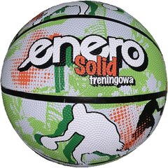 ENERO SOLID R.7 BASKETBOLS, ZAĻĀ UN BALTĀ cena un informācija | Basketbola bumbas | 220.lv