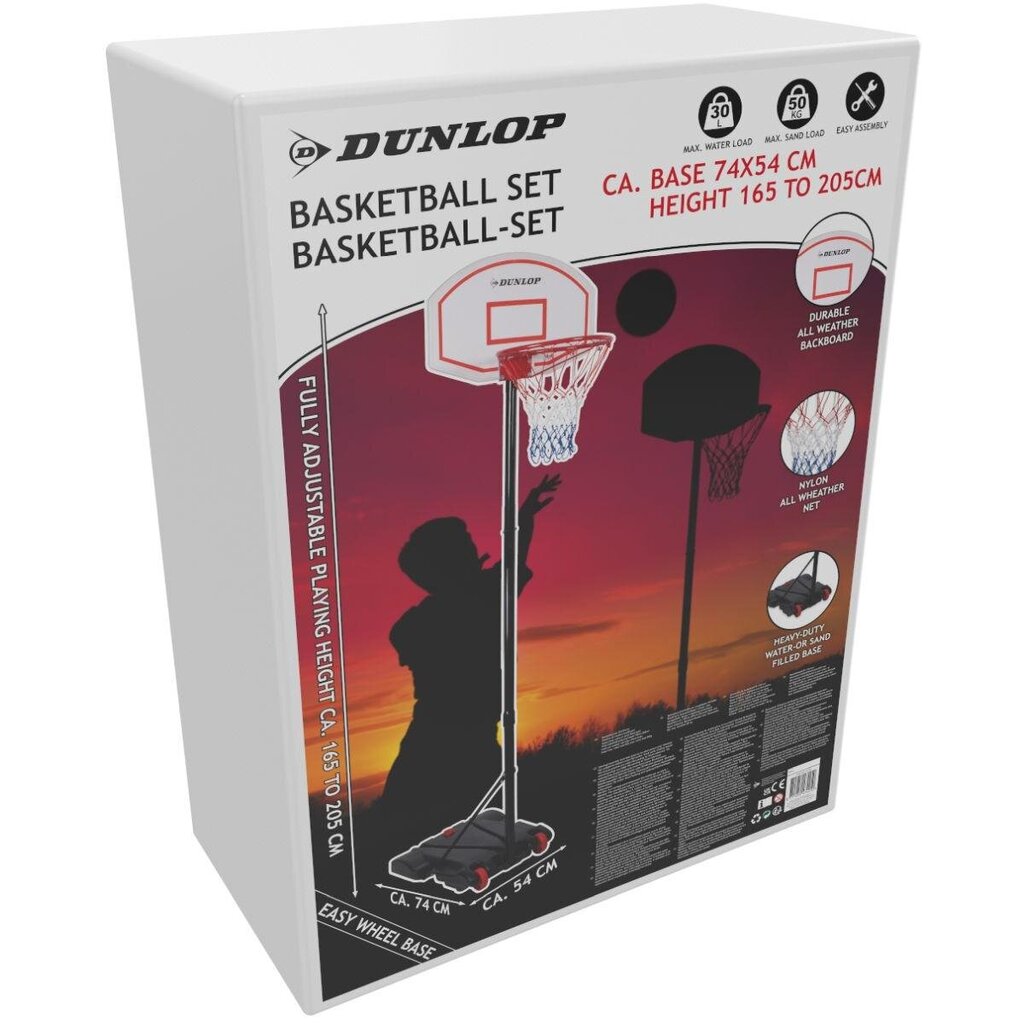 REGULĒJAMS BASKETBOLA KOMPLEKTS DUNLOP 1.65-2.05M cena un informācija | Basketbola bumbas | 220.lv