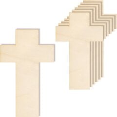 10 x rotājumi Krusta forma Creative Deco Koka krusts 20 x 12.5 cm Koka plāksnes Nekrāsotas dāvanai cena un informācija | Griestu, sienu dekoru elementi | 220.lv