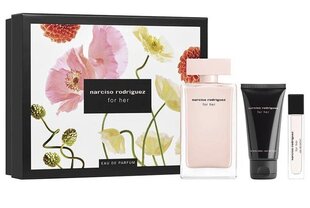 Komplekts Narciso Rodriguez For Her sievietēm: smaržas EDP, 100 ml + smaržas EDP, 10 ml + ķermeņa losjons, 50 ml cena un informācija | Sieviešu smaržas | 220.lv