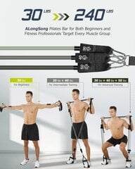 ALongSong Pilates bāra komplekts ar pretestības lentēm cena un informācija | Fitnesa gumijas, gredzeni | 220.lv