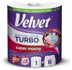 6× Бумажное полотенце Velvet Turbo белое цена и информация | Туалетная бумага, бумажные полотенца | 220.lv