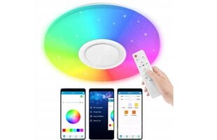 Светодиодный потолочный светильник RGB Цветной динамик Bluetooth 60 Вт + приложение SMART с дистанционным управлением цена и информация | Потолочные светильники | 220.lv