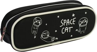 Пенал SPACE CAT, CoolForSchool, 210х90х55мм, черный сп. цена и информация | Пеналы | 220.lv