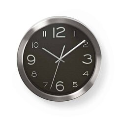 Nedis Wall Clock - 30cm Diameter- Stainless Steel Universāls Elegantās Melnās Krāsas Produkts cena un informācija | Lielās sadzīves tehnikas piederumi | 220.lv