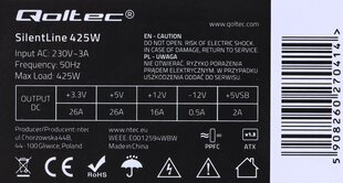 Qoltec Power Supply ATX SilentLine цена и информация | Блоки питания (PSU) | 220.lv