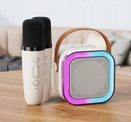 PORTATĪVAIS BLUETOOTH SKAĻRUŅIS KARAOKE RGB 2 MIKROFONI USB SD MINI DZIEGA cena un informācija | Skaļruņi | 220.lv