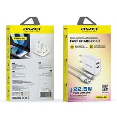 Lādētājs Awei PD81L-EU USB-A/USB-C + USB to Lightning cable balts cena un informācija | Lādētāji un adapteri | 220.lv