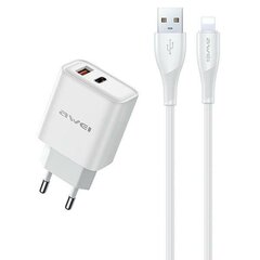 Lādētājs Awei PD81L-EU USB-A/USB-C + USB to Lightning cable balts cena un informācija | Lādētāji un adapteri | 220.lv