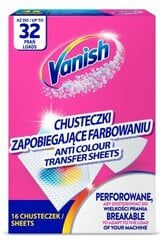 Salvetes pret apģērba sakrāsošano Vanish, 16 gab. cena un informācija | Veļas mazgāšanas līdzekļi | 220.lv