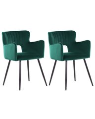 2 krēslu komplekts Beliani Sanilac, zaļš/melns cena un informācija | Virtuves un ēdamistabas krēsli | 220.lv