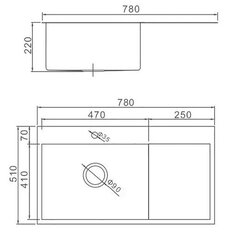 78x51см Кухонная мойка Wisent W37851B-L, графитного цвета, из нержавеющей стали цена и информация | Раковины на кухню | 220.lv