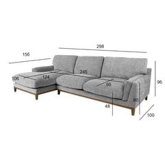 Stūra dīvāns Home4You Basil RC, 298x100x96 cm, pelēks cena un informācija | Stūra dīvāni | 220.lv