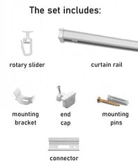 Griestu sliede PS 400 cm alumīnija cena un informācija | Aizkaru stangas, karnīzes | 220.lv