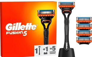 Набор для бритья Gillette Fusion5 для мужчин: бритва + 5 лезвий для бритья + подставка цена и информация | Косметика и средства для бритья | 220.lv