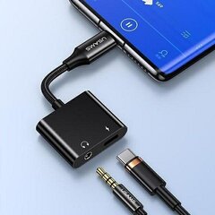 USAMS AU15 Adapter USB-C - jack 3.5m DAC + USB-C PD60W czarny|black SJ598YPTC01 (US-SJ598) цена и информация | Адаптеры и USB разветвители | 220.lv