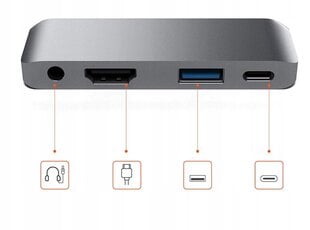 Adapteris 4in1 HUB USB-C 3.0 HDMI 4K JACK priekš iPad Pro цена и информация | Чехлы для планшетов и электронных книг | 220.lv