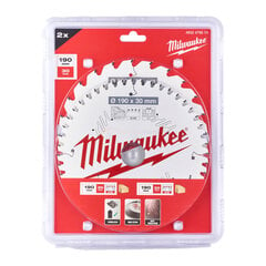 Griešanas disks 190x30mm, 24 zobi, 48 zobi. Milwaukee (bezvada instrumentam) (4932471300, 4932471380) 2 gab. цена и информация | Механические инструменты | 220.lv