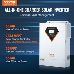 Hibrīda MPPT invertors Vevor EM5500-48L cena un informācija | Saules paneļi, komponentes | 220.lv