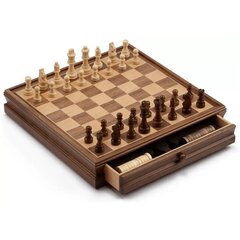 Šaha-dambretes komplekts Walnut Wood, King 7,6cm cena un informācija | Galda spēles | 220.lv