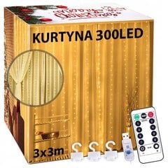 LED CURTAIN LIGHT 3x3 300 tumšs LED GIRL cena un informācija | Ziemassvētku lampiņas, LED virtenes | 220.lv