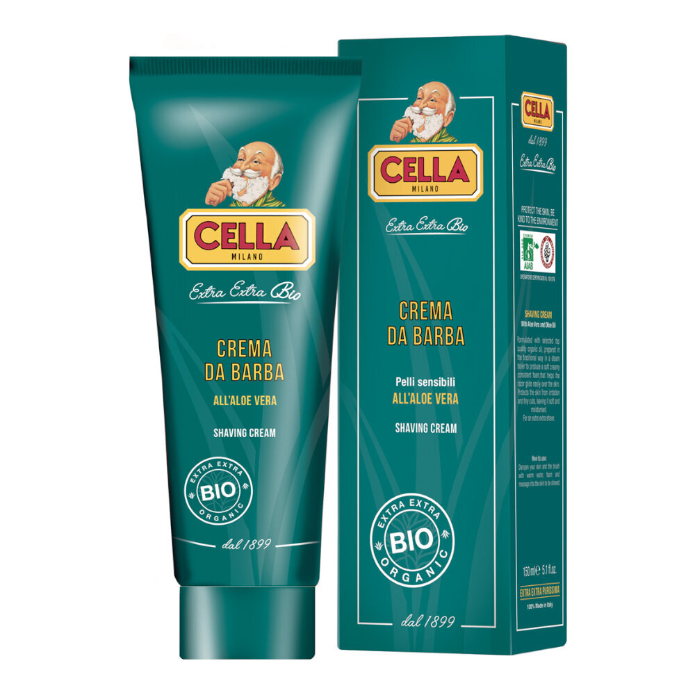 Cella Milano Bio Aloe Vera skūšanās krēms jutīgai ādai, 150ml цена и информация | Skūšanās piederumi, kosmētika | 220.lv