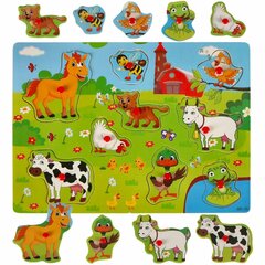 Koka izglītojoša puzle KidsPro Ferma cena un informācija | Rotaļlietas zīdaiņiem | 220.lv