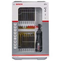 Bosch 37 daļu komplekts ar rokturi 2607017320 Triecienizturīgs 50mm cena un informācija | Skrūvgrieži, urbjmašīnas | 220.lv