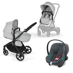 Cybex Eos Basic 3-in-1 bērnu nēsāšanas komplekts melns + adapteri + Aton B2 I izmēra autokrēsliņš Lava Grey cena un informācija | Bērnu rati | 220.lv