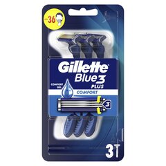 Vienreizlietojamie skuvekļi Gillette Blue 3 Plus Comfort, 3 gab. x 6 gab. cena un informācija | Skūšanās piederumi, kosmētika | 220.lv