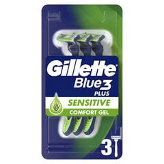 Vienreizlietojamie skuvekļi Gillette Blue 3 Plus Sensitive, 3 gab. x 6 gab. cena un informācija | Skūšanās piederumi, kosmētika | 220.lv