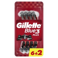 Vienreizlietojamie skuvekļi Gillette Blue 3 Plus Red, 6+2 gab. x 6 gab. cena un informācija | Skūšanās piederumi, kosmētika | 220.lv