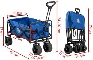 Salokāmi pludmales dārza ratiņi KORAL zilā krāsā cena un informācija | Dārza instrumenti | 220.lv