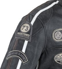 Vīriešu ādas motociklistu jaka W-TEC Dark Grey Vintage, tumši pelēka cena un informācija | Moto jakas | 220.lv