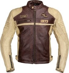 Vīriešu ādas motociklistu jaka W-TEC Retro - melns-brūns-bēšs 3XL cena un informācija | Moto jakas | 220.lv