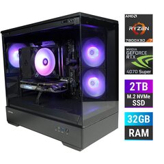 Dators MonsterX Ryzen 7 7800X3D 32GB 1TB NVME RTX4070S cena un informācija | Stacionārie datori | 220.lv