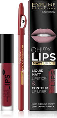Matēta lūpu krāsa Eveline Oh My Lips Liquid Matt Lipstick, 4.5 ml + lūpu zīmulis Contour Lip Liner 17 flamenco red cena un informācija | Lūpu krāsas, balzāmi, spīdumi, vazelīns | 220.lv
