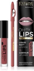 Matēta lūpu krāsa Eveline Oh My Lips Liquid Matt Lipstick, 4.5 ml + lūpu zīmulis Contour Lip Liner 15 deep coral цена и информация | Помады, бальзамы, блеск для губ | 220.lv