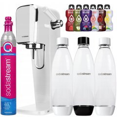 SodaStream Art White sūcējs + SodaStream PET 1 L pudeles melns+balts Fuse Divu pudeļu komplekts + bolero cena un informācija | Gāzētā ūdens aparāti | 220.lv