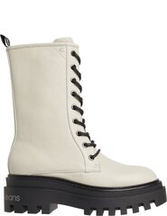 CALVIN KLEIN sieviešu krēmīgas krāsas zābaki FLATFORM MID LACEUP BOOT цена и информация | Женские сапоги | 220.lv