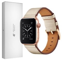 Siksniņa Aproce priekš Apple Watch Iwatch 4Tech modelim ULTRA SE 9 8 7 6 5 4 3 2 1 49 45 44 42 mm Band dabīgā āda bēšs цена и информация | Аксессуары для смарт-часов и браслетов | 220.lv