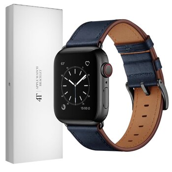 Siksniņa Aproce priekš Apple Watch Iwatch 4Tech modelim SE 9 8 7 6 5 4 3 2 1 41 40 38 mm Band dabīgā āda zils цена и информация | Аксессуары для смарт-часов и браслетов | 220.lv