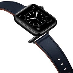 Siksniņa Aproce priekš Apple Watch Iwatch 4Tech modelim SE 9 8 7 6 5 4 3 2 1 41 40 38 mm Band dabīgā āda zils цена и информация | Аксессуары для смарт-часов и браслетов | 220.lv