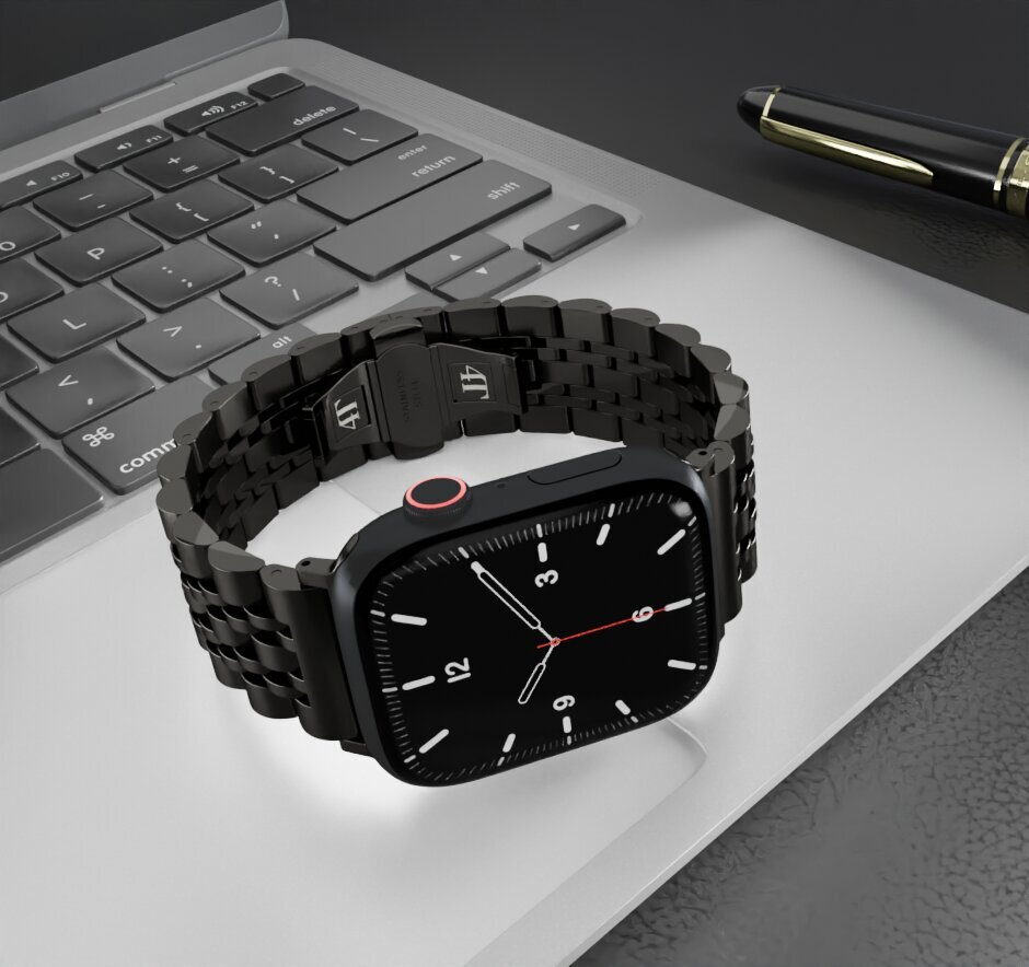 Siksniņa Aproce priekš Apple Watch Iwatch 4Tech modelim ULTRA SE 9 8 7 6 5 4 3 2 1 49 45 44 42 mm Band Tērauda Nerūsējošais melns cena un informācija | Viedpulksteņu un viedo aproču aksesuāri | 220.lv