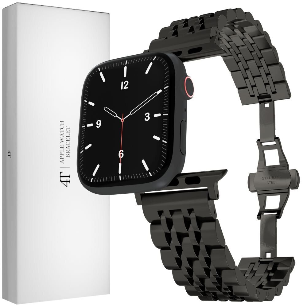 Siksniņa Aproce priekš Apple Watch Iwatch 4Tech modelim ULTRA SE 9 8 7 6 5 4 3 2 1 49 45 44 42 mm Band Tērauda Nerūsējošais melns cena un informācija | Viedpulksteņu un viedo aproču aksesuāri | 220.lv